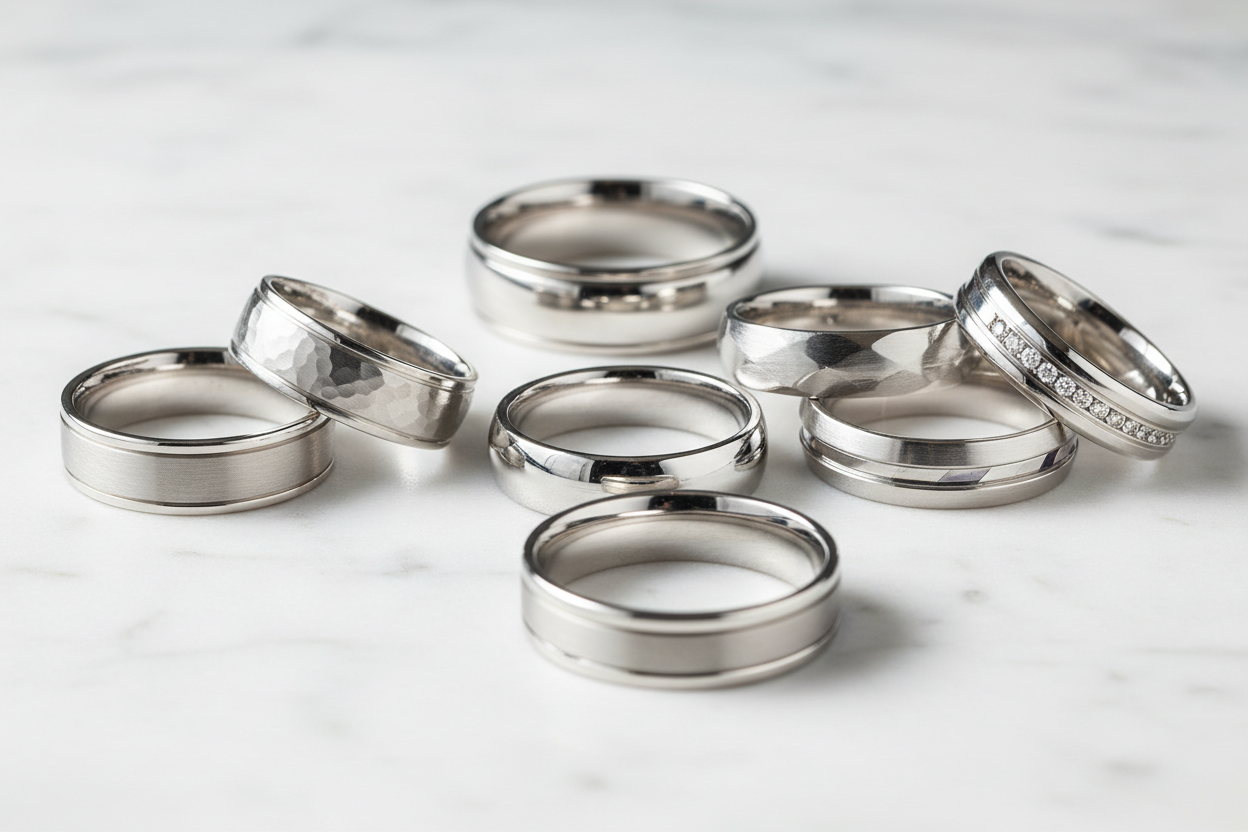 14K Men and Women's White Gold Wedding Bands