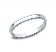 The Halo 18K White Gold Wedding Band with Milgrain and Polished Finish 2mm Forged Union