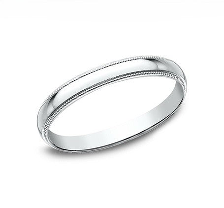 The Halo 18K White Gold Wedding Band with Milgrain and Polished Finish 2mm Forged Union