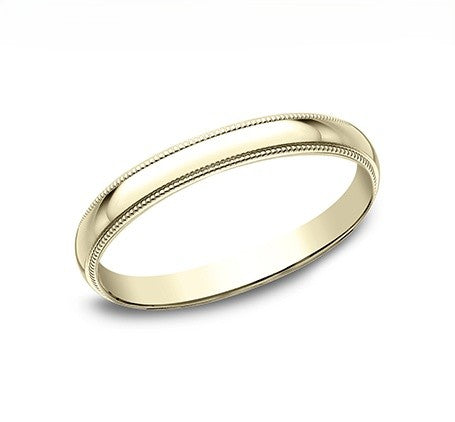 The Halo 18K Yellow Gold Wedding Band with Milgrain and Polished Finish  2mm Forged Union