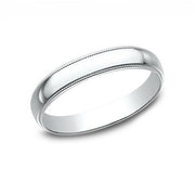 The Pulse 18K White Gold Wedding Band with Milgrain and Polished Finish 3mm Forged Union