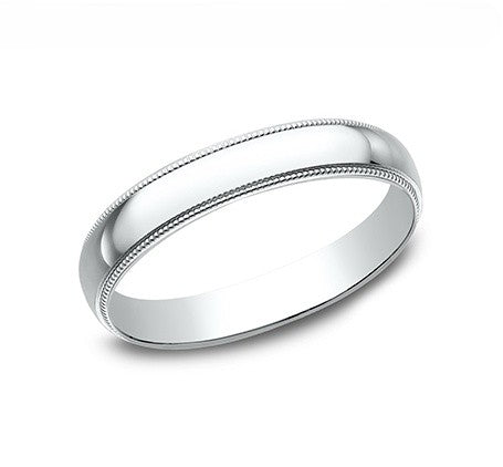 The Pulse 18K White Gold Wedding Band with Milgrain and Polished Finish 3mm Forged Union