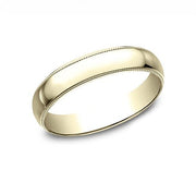 The Tranquil 18K Yellow Gold Wedding Band with Milgrain and Polished Finish 4mm Forged Union