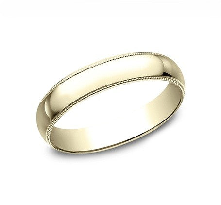 The Tranquil 18K Yellow Gold Wedding Band with Milgrain and Polished Finish 4mm Forged Union
