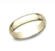 The Nomi 18K Yellow Gold Wedding Band with Milgrain and Polished Finish 5mm Forged Union