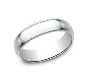 The Gentleman 18K White Gold Wedding Band with Milgrain and Polished Finish 6 mm Forged Union