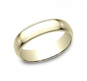 The Gentleman 18K Yellow Gold Wedding Band with Milgrain and Polished Finish 6mm Forged Union