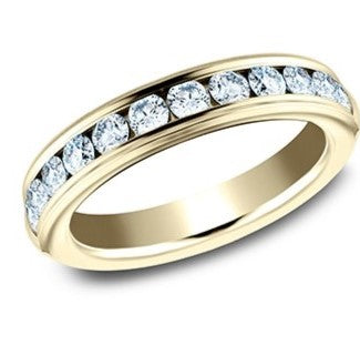 The Anne 14KY Gold 12 Diamond Channel Set Band -4mm Forged Union