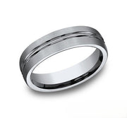 The Glace Titanium Wedding Band with Satin Finish and Polished Center Trim 6mm Forged Union