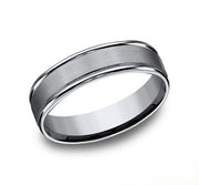 The Novaire Titanium Wedding Ring with Satin Finish and Polished Rounded Edge 6mm Forged Union