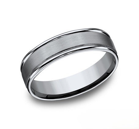 The Novaire Titanium Wedding Ring with Satin Finish and Polished Rounded Edge 6mm Forged Union