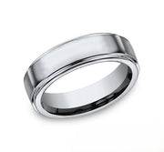 The Strata Titanium Wedding Band with Polished Finish and Step-Down Edge  7mm Forged Union