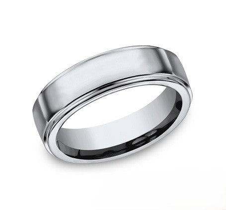 The Strata Titanium Wedding Band with Polished Finish and Step-Down Edge  7mm Forged Union