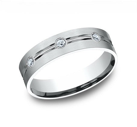 The Phantom Platinum Band With 8 Diamonds and Satin Finish 6mm Forged Union