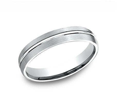 The Circuit 18K White Gold Wedding Band Center Cut Satin Finish 4 mm Forged Union