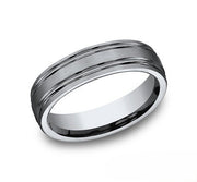 The Frost Titaniun Wedding Band with High Polished Groove Center 6mm Forged Union