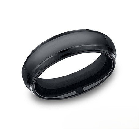 The Nebul Black Seranite Wedding Ring with Polished Finish 7mm Forged Union