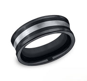 The Stronix Seranite Wedding Band with Silver Inlay  Center 8mm Forged Union