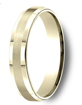 Comfort-fit 14K Yellow Gold Wedding Band with Beveled Edge Satin Finish – 4 mm