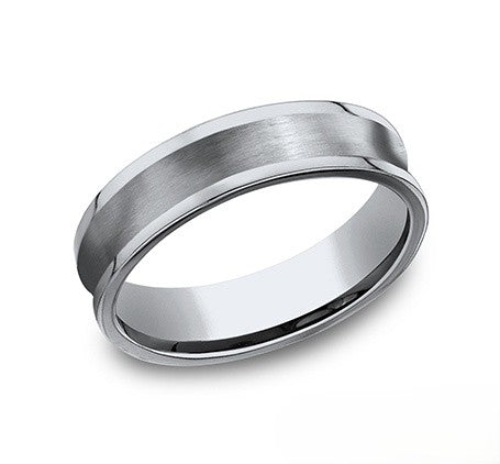 The Silvan Dual Finish Concave Center Titanium Wedding Ring 6mm Forged Union