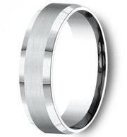 The Chancellor Platinum  Wedding Ring with Satin Finish and Polished Beveled Edges 6mm Forged Union