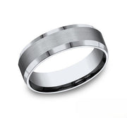 The Quanta Titanium Wedding Band with Polished Beveled Edges  7mm Forged Union