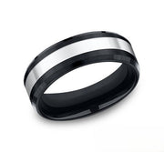 The Duo Seranite Wedding Ring with Cobalt Chrome Center Comfort Fit 7mm Forged Union