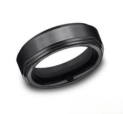 The Cadet Black Titanium Wedding Ring with Double Polished Step-down Edge 8mm Forged Union