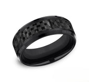 The Hamilton Black Titanium Wedding Band with Carbon Fiber Inlay 8mm Forged Union