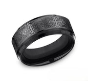 The Grav Black Titanium Cathedral Cross Ring 9mm Forged Union
