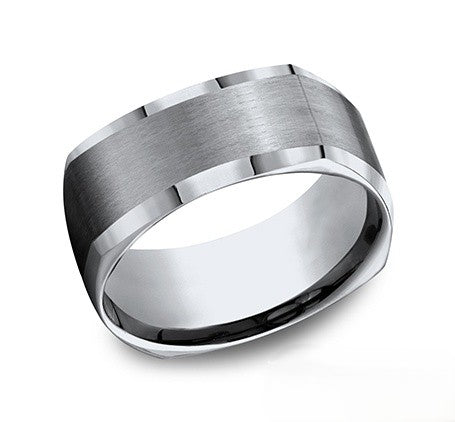 The Polar Satin Titanium Wedding Ring with Polished Beveled Edge 9mm Forged Union