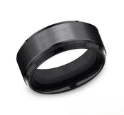 The Duke Black Titanium Wedding Band with Step Edge and Satin Finish 9mm Forged Union