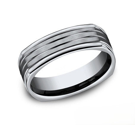 The Volt Titanium 4-Sided Ring with Horizontal Grooves 7mm Forged Union