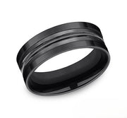 The Ion Black Titanium Wedding Ring with Dual Finish Center Cut 8mm Forged Union