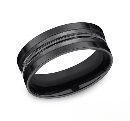 The Allux Black Titanium Ring with Squared Polished Edges 8mm Forged Union