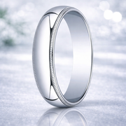 Nomi 18K White Gold Wedding Band with Milgrain and Polished Finish 5mm