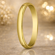 Tranquil 18K Yellow Gold Wedding Band with Milgrain and Polished Finish 4mm