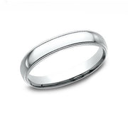 The Zeph 18K White Gold Wedding Band with Domed Milgrain Polished Finish 3mm Forged Union