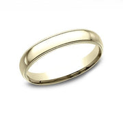 The Zeph 18K Yellow Gold Wedding Band with Domed Milgrain Polished Finish 3mm Forged Union
