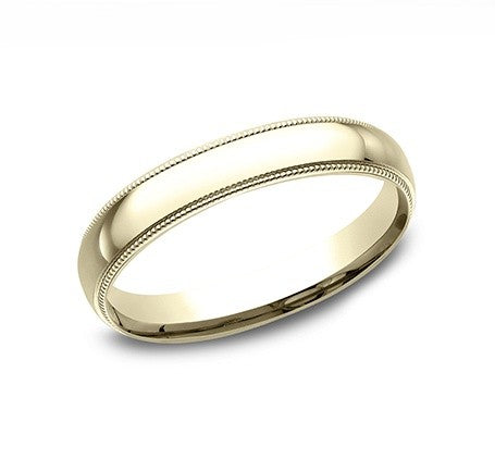 The Zeph 18K Yellow Gold Wedding Band with Domed Milgrain Polished Finish 3mm Forged Union