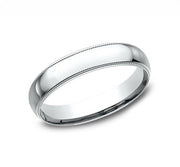 The Eon 18K White Gold Wedding Band with Domed Milgrain Polished Finish 4mm Forged Union