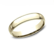 The Eon 18K Yellow Gold Wedding Band with Domed Milgrain Polished Finish 4mm Forged Union