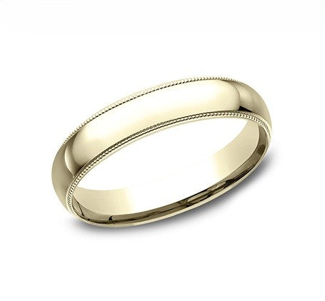 The Eon 18K Yellow Gold Wedding Band with Domed Milgrain Polished Finish 4mm Forged Union