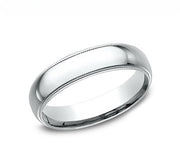 The Zenith 18K White Gold Wedding Band with Domed Milgrain Polished Finish 5mm Forged Union