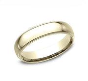 The Zenith 18K Yellow Gold Wedding Band with Domed Milgrain Polished Finish 5mm Forged Union