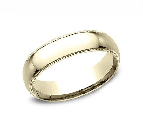 The Infinite 18K Yellow Gold Wedding Band with Domed Milgrain Polished Finish 6mm Forged Union