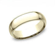 The Eon 18K Yellow Gold Wedding Band with Domed Milgrain Polished Finish 7mm Forged Union