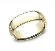 The Unity 18K Yellow Gold Wedding Band with Domed Milgrain Polished Finish 8mm Forged Union