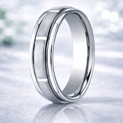 Circuit 18K White Gold Wedding Band Vertical Cut Satin Finish  4 mm