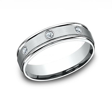 The Glacia Platinum Milgrain Edge Ring With 8 Bezel Set Diamonds 6mm Forged Union